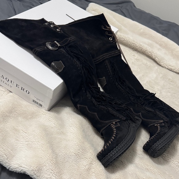 El Vaquero Coleen Silverstone Carbon Fringe Suede Boots - 39 - Picture 15 of 15